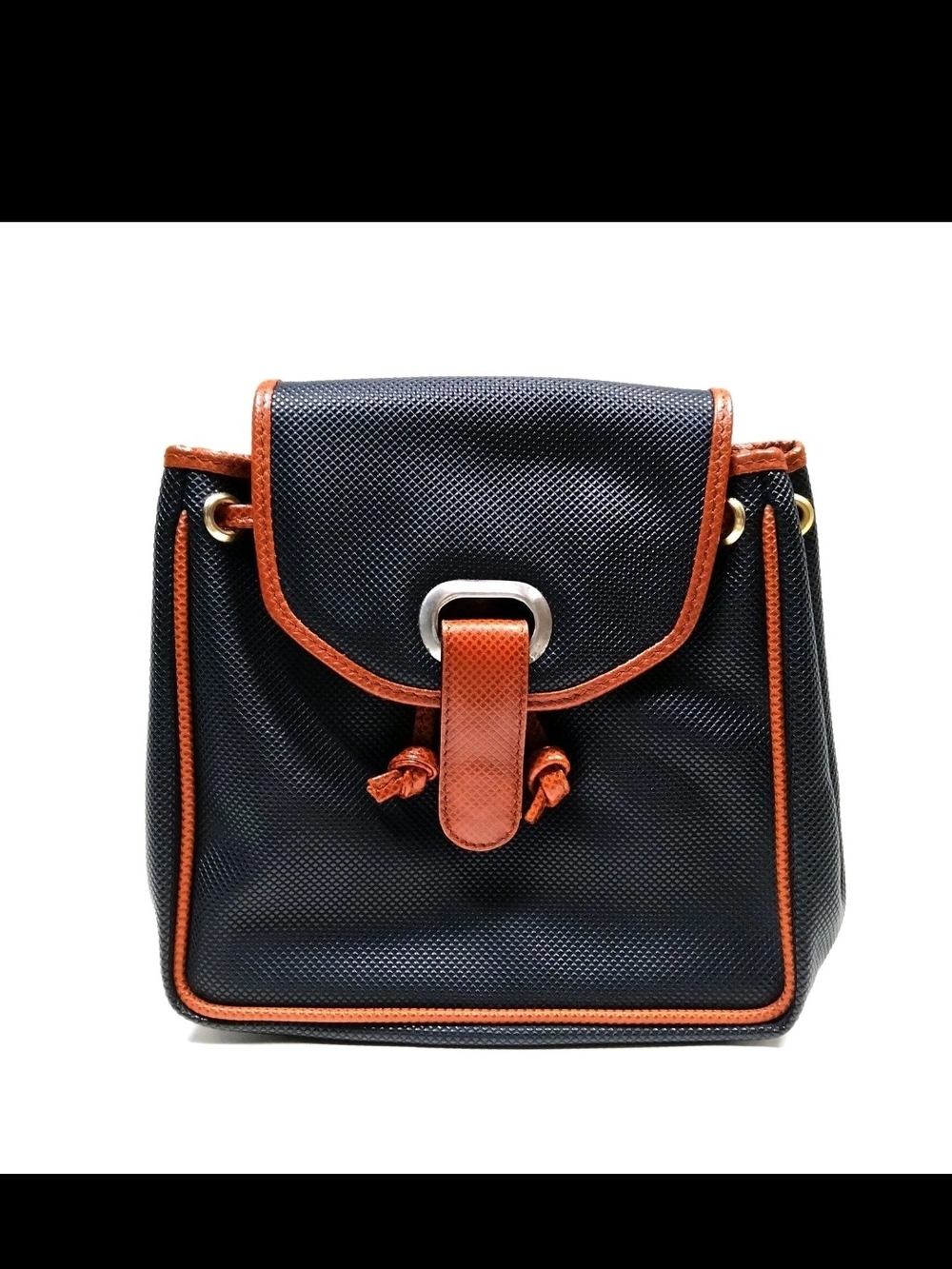 Bottega Veneta Black Mini Backpack with Brown Trim